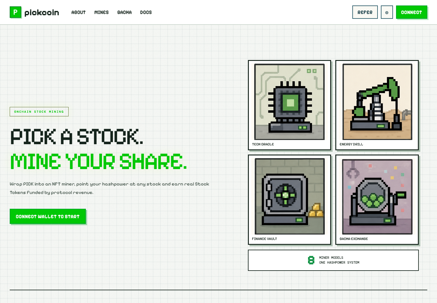 Pickcoin home screen